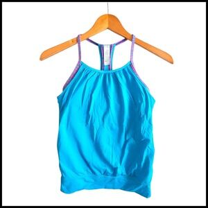Ivivva Girls Active Tank Top Built-In Bra Athletic Racerback Blue Size 12